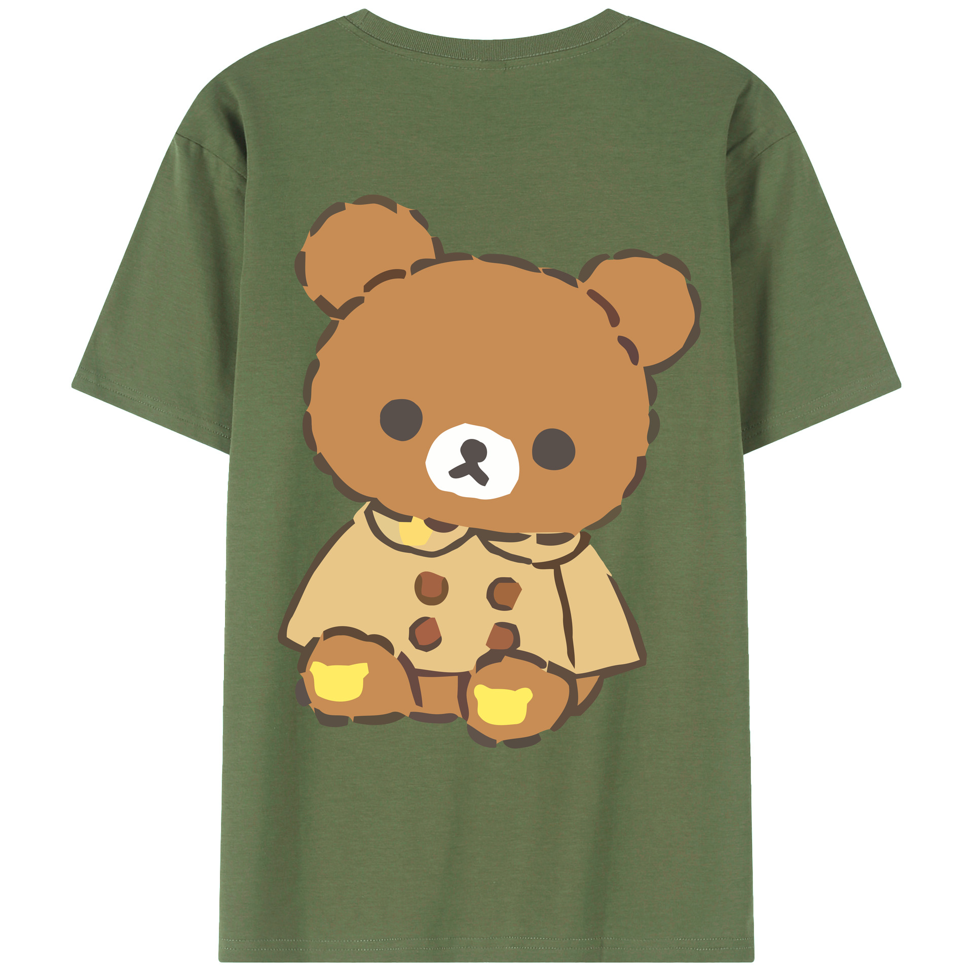 （画像用） リラックマ リラックマ キイロイトリ Rilakkuma Korilakkuma Kiiroitori 綿100％ メンズ半袖Tシャツ（バックプリント） 通気性
